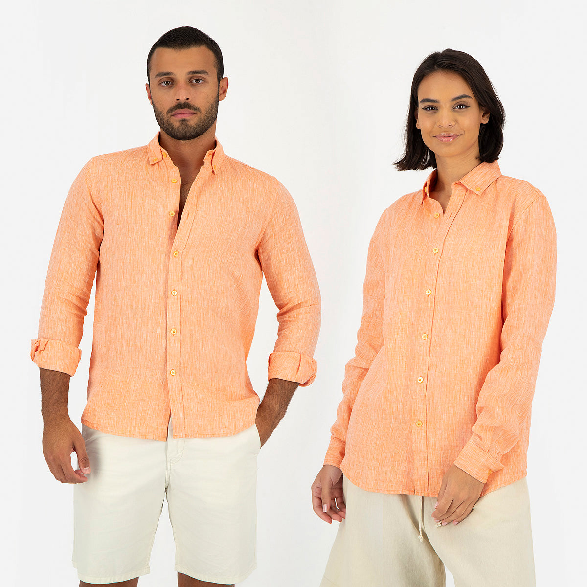 Seashell Orange Linen Shirt