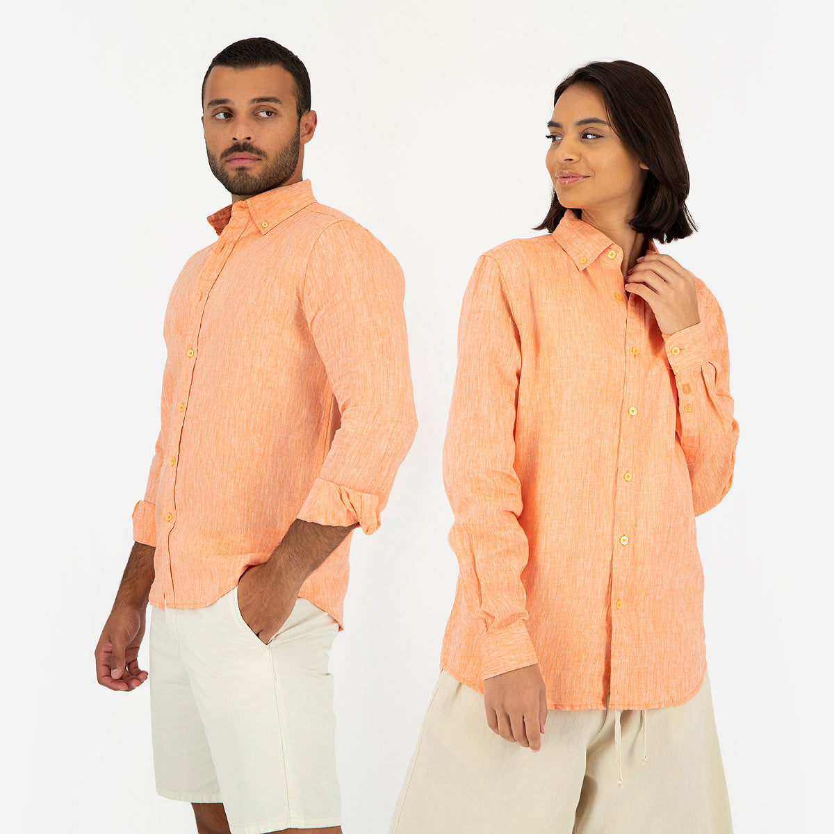 Seashell Orange Linen Shirt