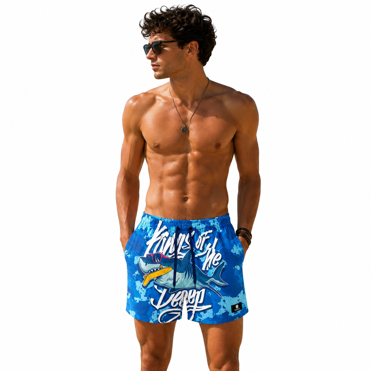 Seashell Shark Shorts - Blue