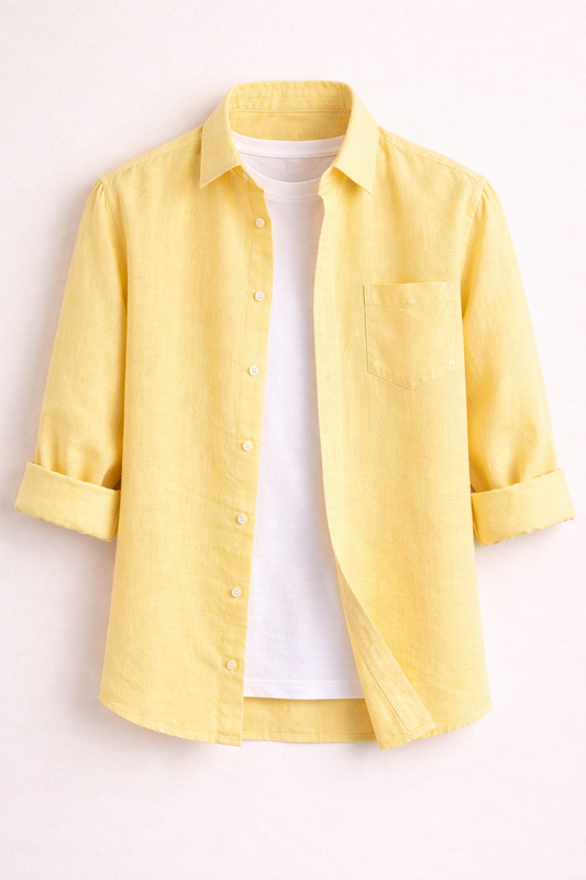 Seashell Yellow Linen Shirt
