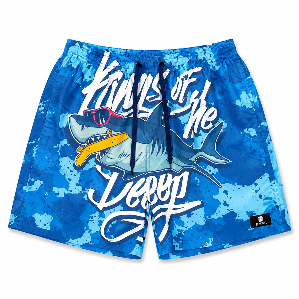 Seashell Shark Shorts - Blue