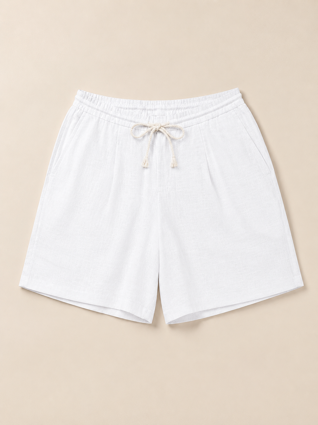 Seashell White Linen Shorts