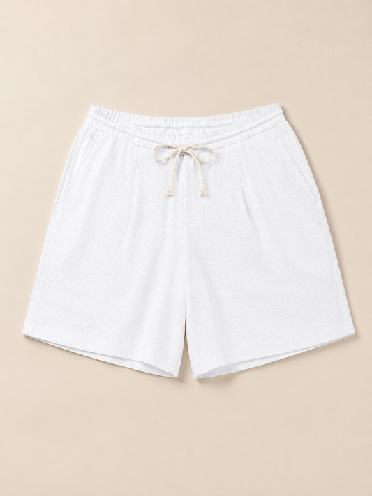 Seashell White Linen Shorts