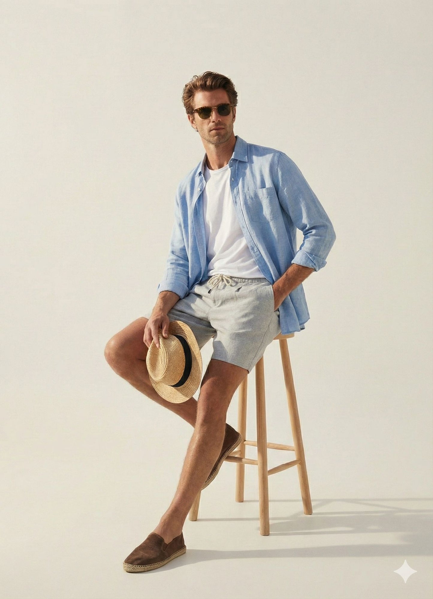 Seashell Light Blue Linen Shirt
