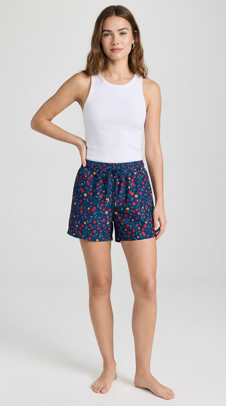 Seashell Cherry Swimming Short - Navy
