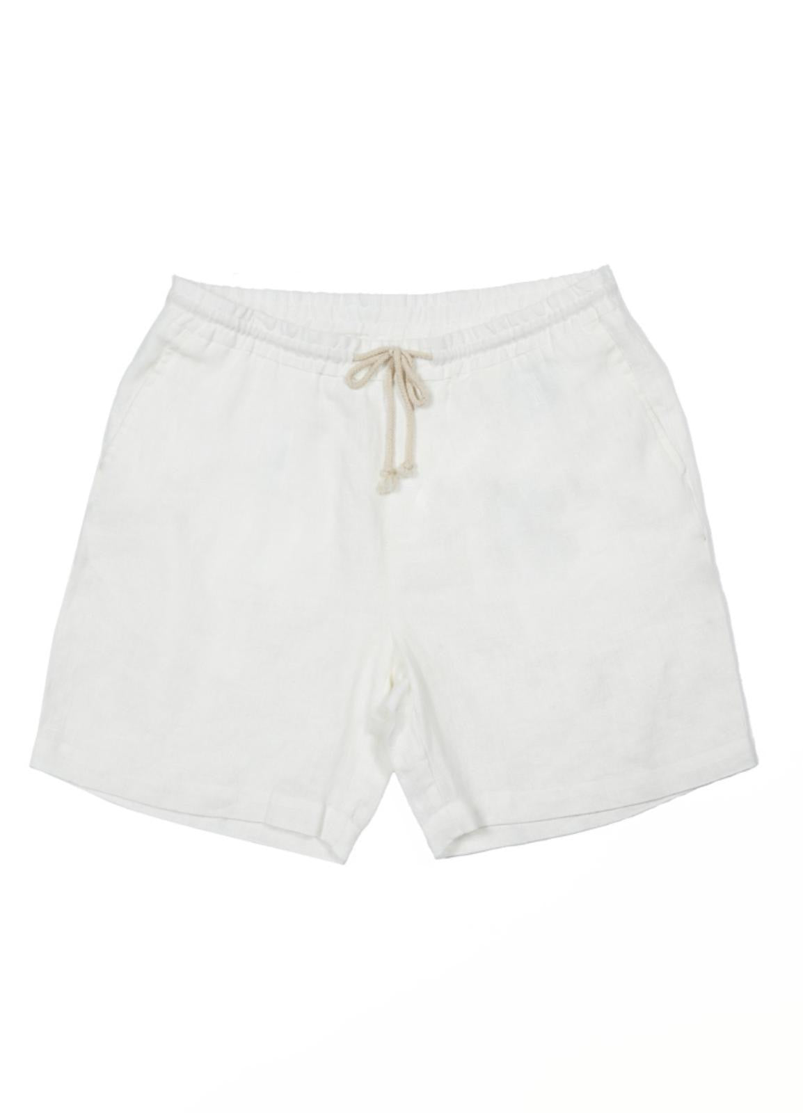 Seashell White Linen Shorts