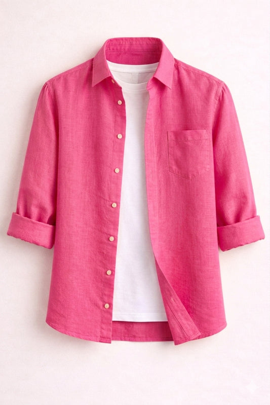 Seashell Pink Linen Shirt