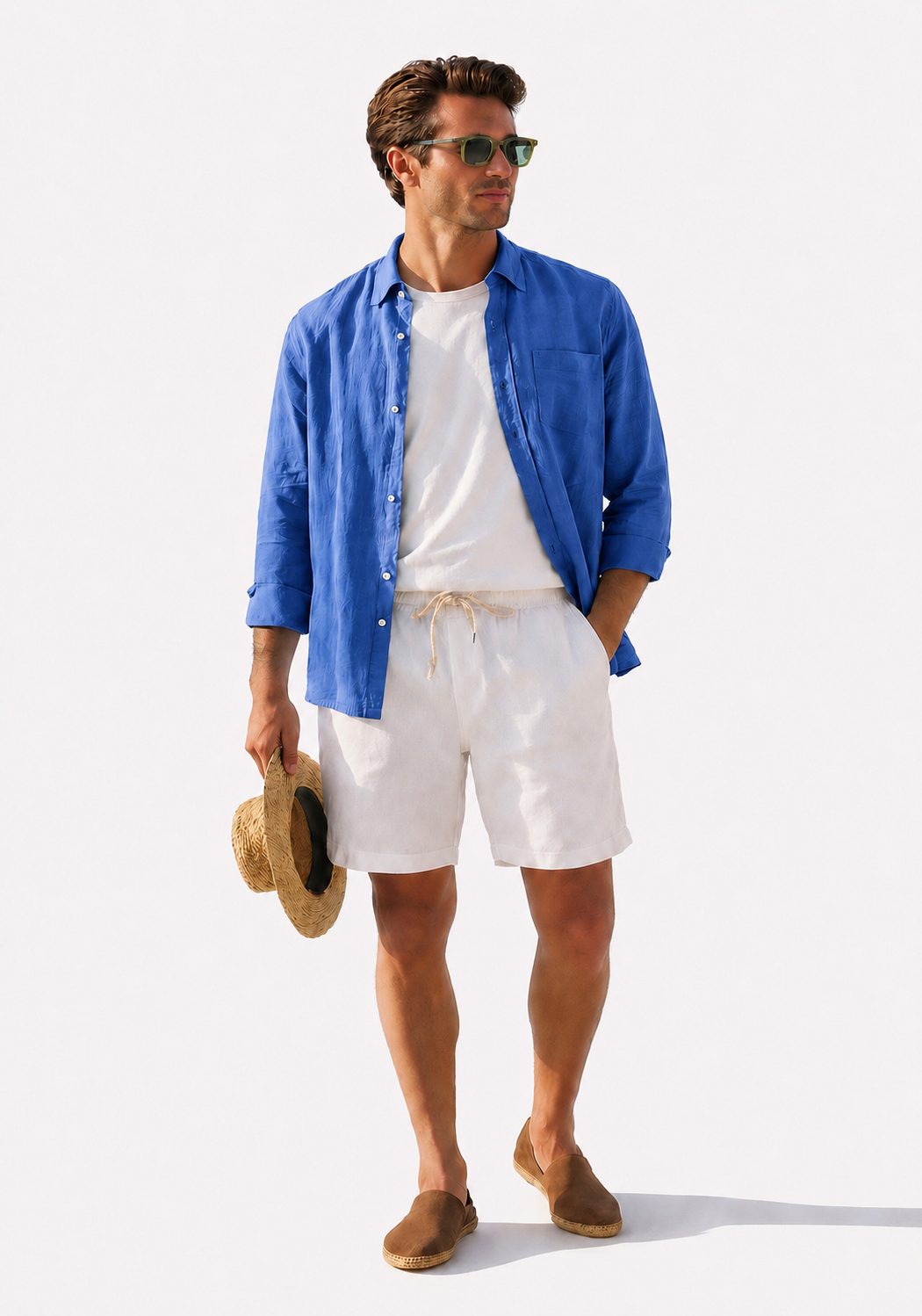 Seashell Royal Blue Linen Shirt