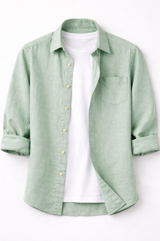 Seashell Light Green Linen Shirt