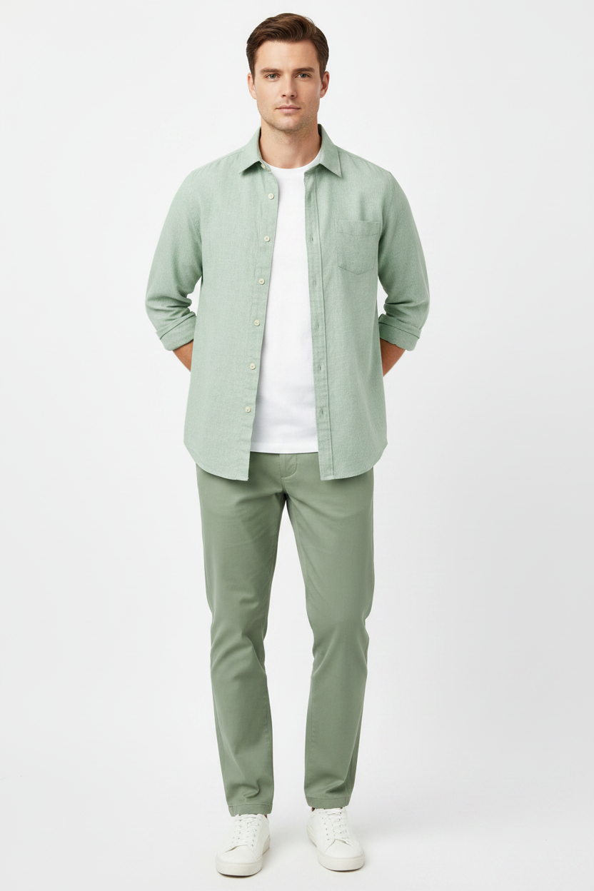 Seashell Light Green Linen Shirt