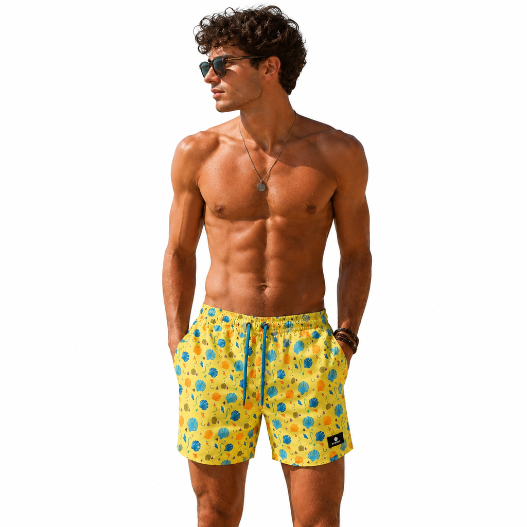 Seashell Shells Shorts - Yellow
