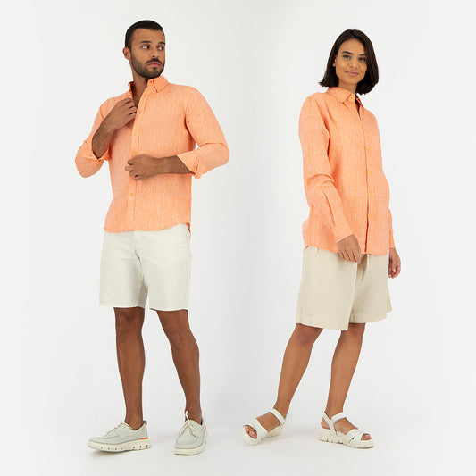 Seashell Orange Linen Shirt